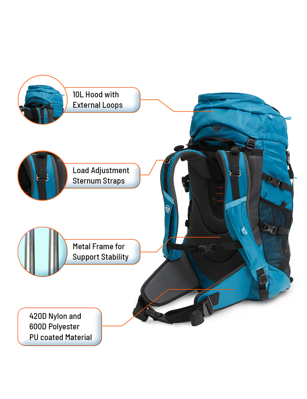 GIPFEL RANGER 50 +10L BACKPACK(BLUE)