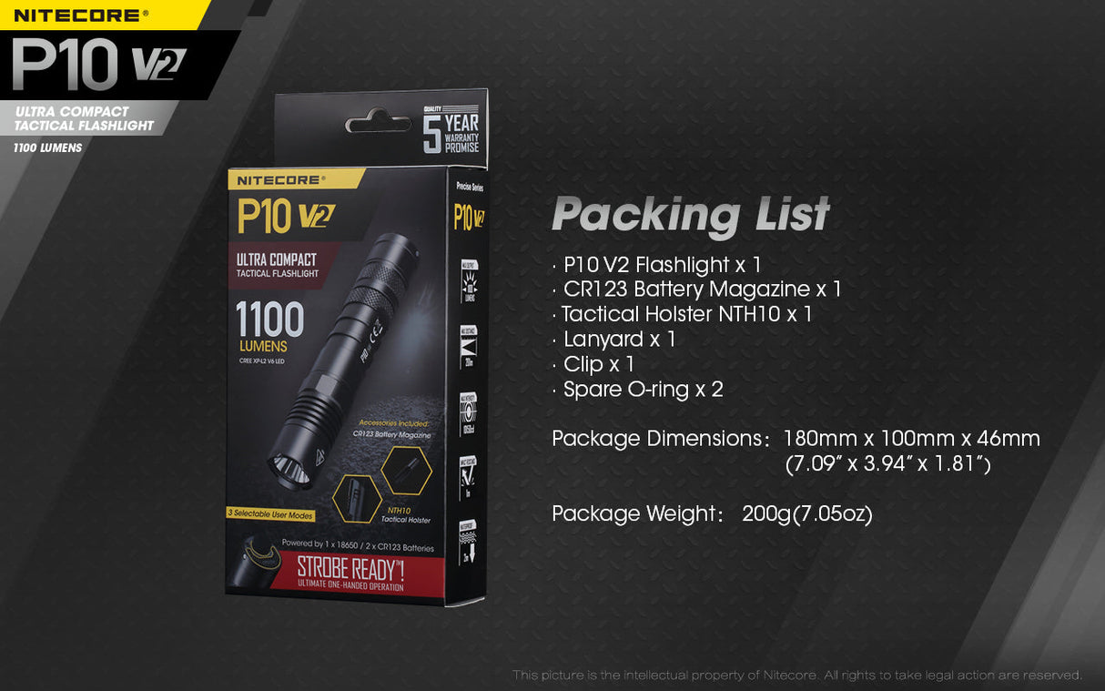 NITECORE P10 V2 RECHARGEABLE 1100 LUMENS - Stepin Adventure #
