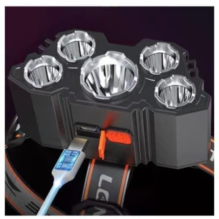 5 LED USB RECHARGEABLE HW-201217 LED HEADLAMP | 3500 LUMENS WATERPROOF HEAD TORCH