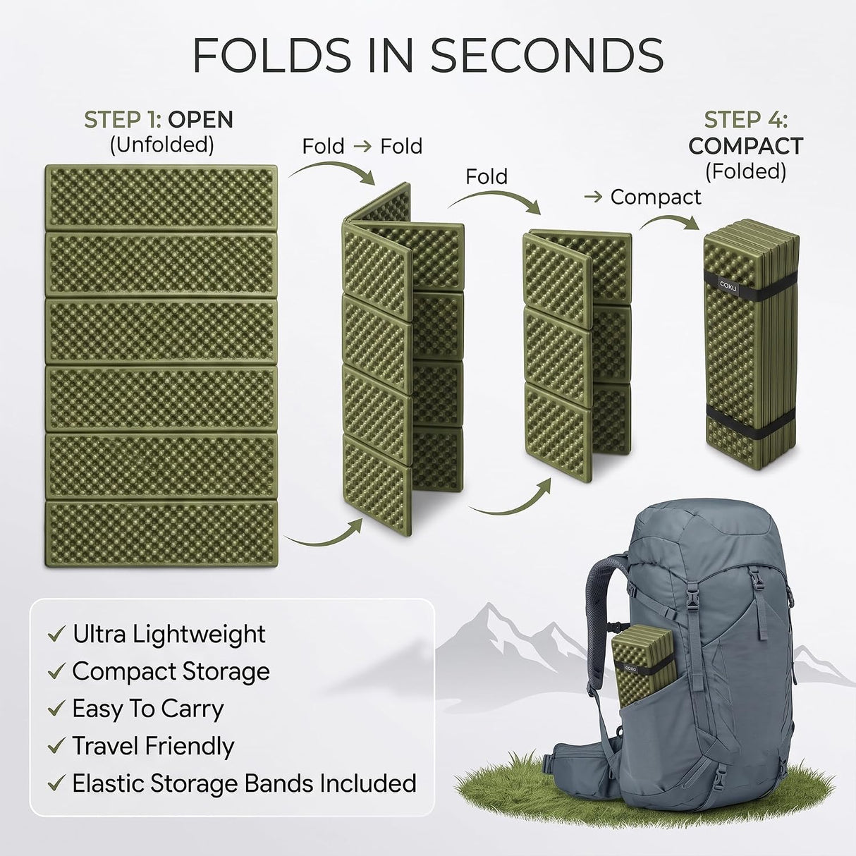 QJ-1888 FOLDING CAMPING MAT | PORTABLE ALUMINUM FOIL FOAM SLEEPING PAD