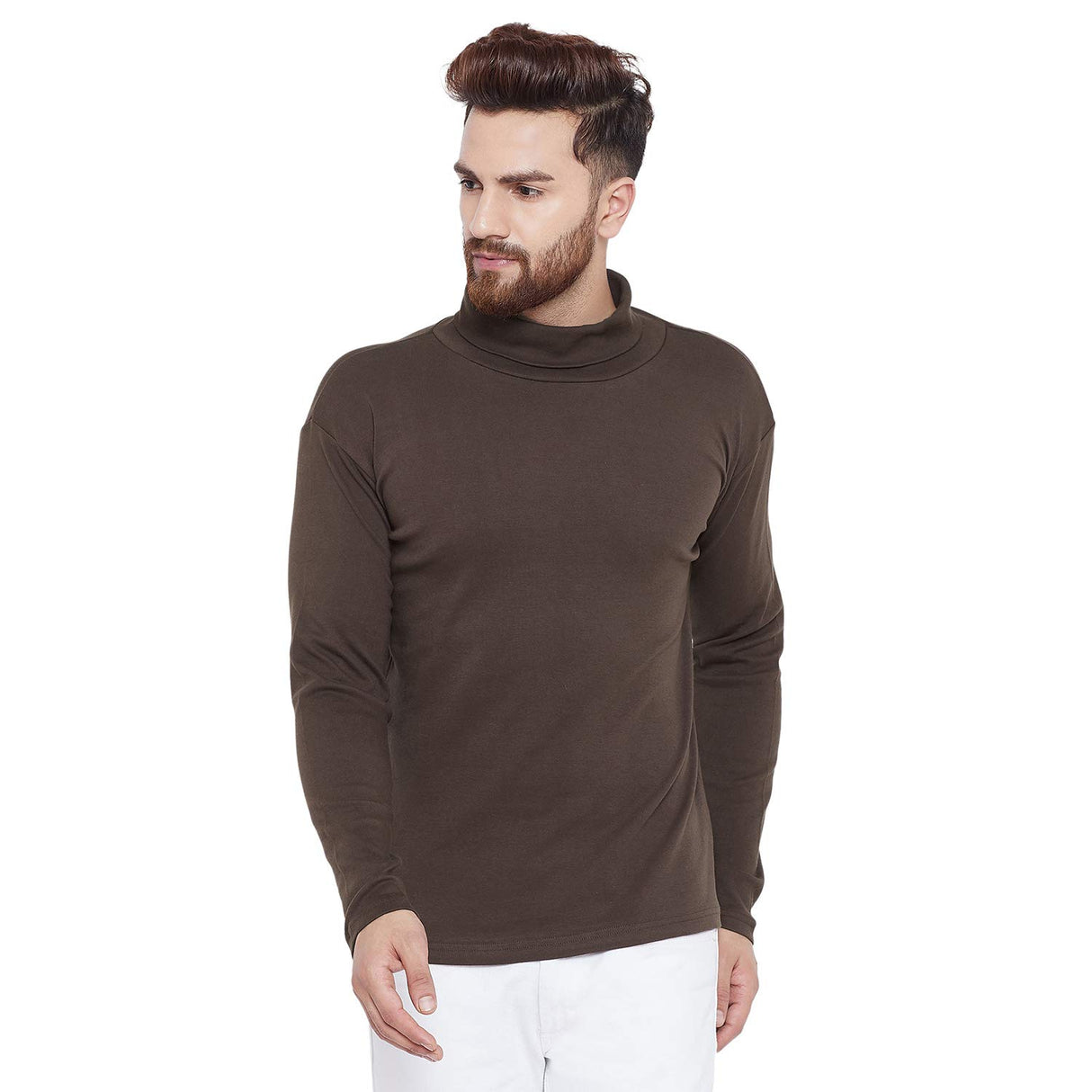 EVEREST HARDWEAR HIGH NECK T SHIRT-BROWN HALF ZIP L - Stepin Adventure #