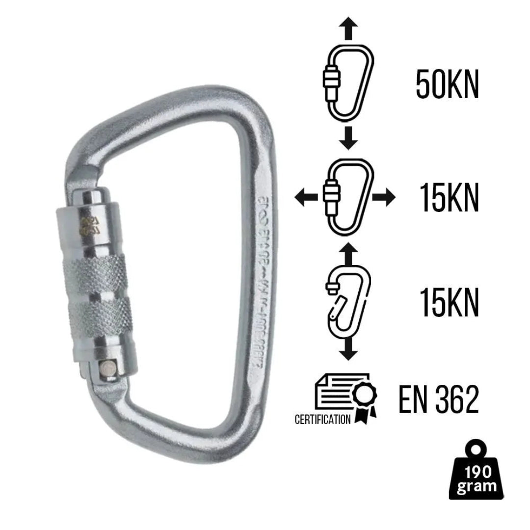 EDELRID STEEL D TREIST SILVER CARABINER