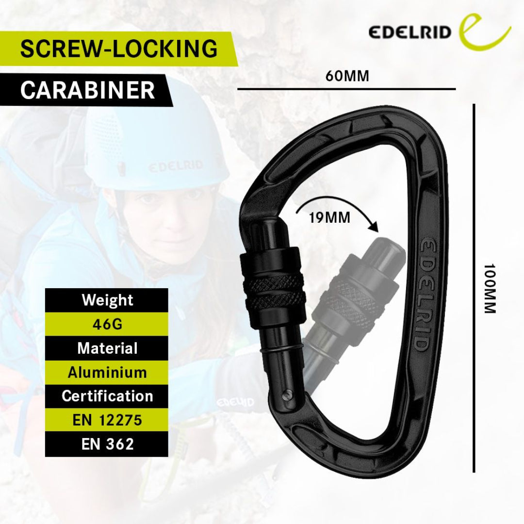 EDELRID PURE SCREW CARABINER NIGHT