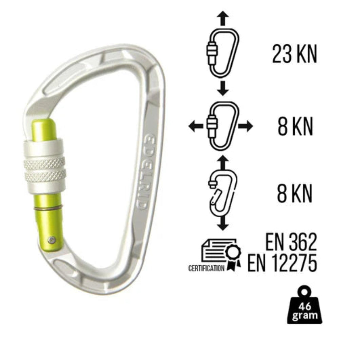 EDELRID PURE SCREW CARABINER SILVER - Stepin Adventure #
