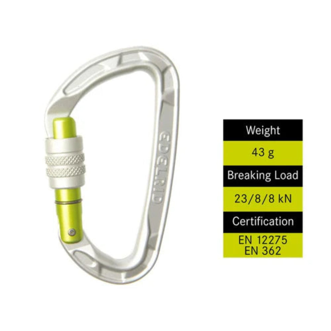 EDELRID PURE SCREW CARABINER SILVER - Stepin Adventure #