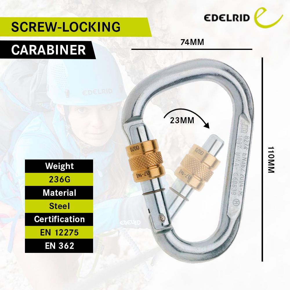 EDELRID HMS SCREW STEEL CARABINER - Stepin Adventure #