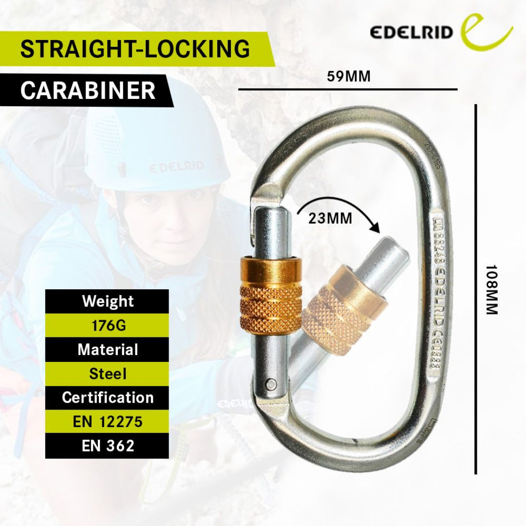 EDELRID STEEL OVAL SCREW CARABINER