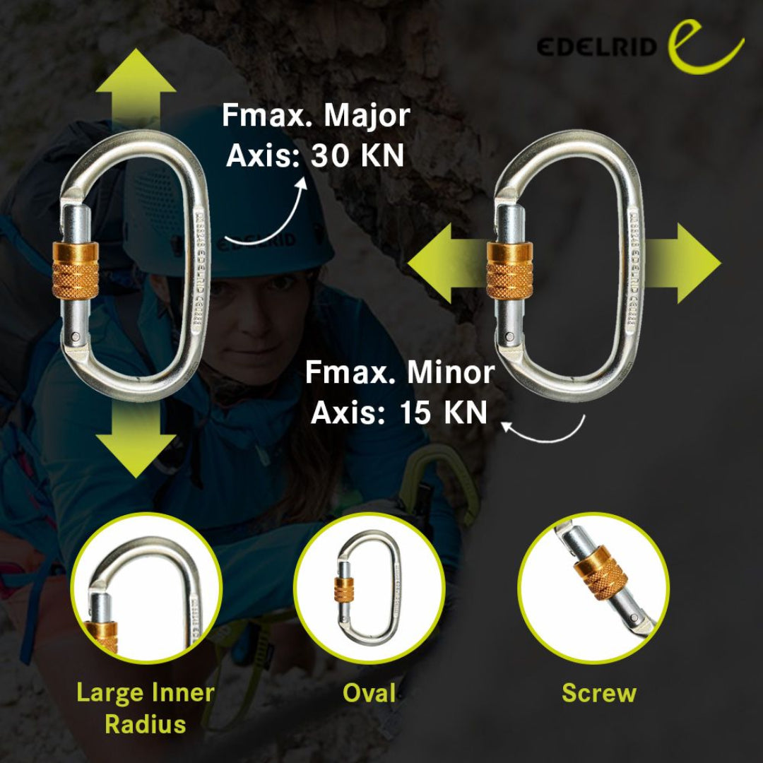 EDELRID STEEL OVAL SCREW CARABINER