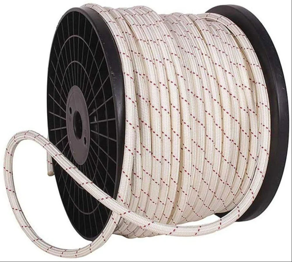 INDIAN STATIC ROPE 12MM-WHITE/RED ( Per Meter Price 95 Rs )