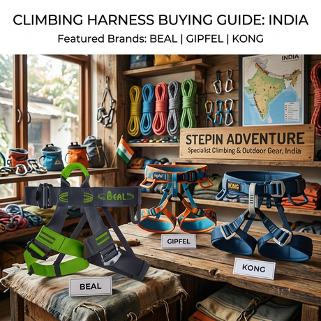 Climbing harness buying guide India - BEAL, KONG, Gipfel harnesses at Stepin Adventure