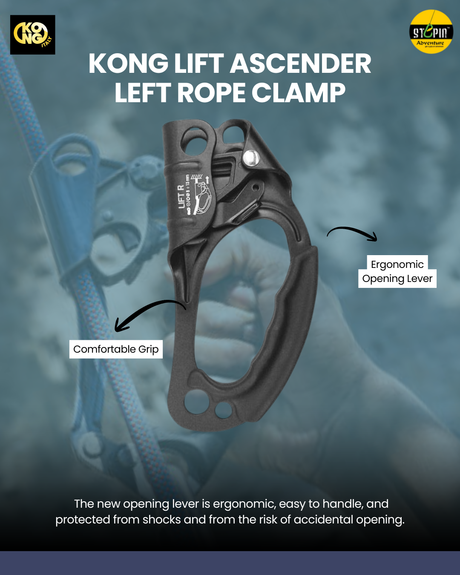 KONG Lift Ascender Left | High-Strength, Self-Cleaning Rope Clamp | Stepin Adventure India