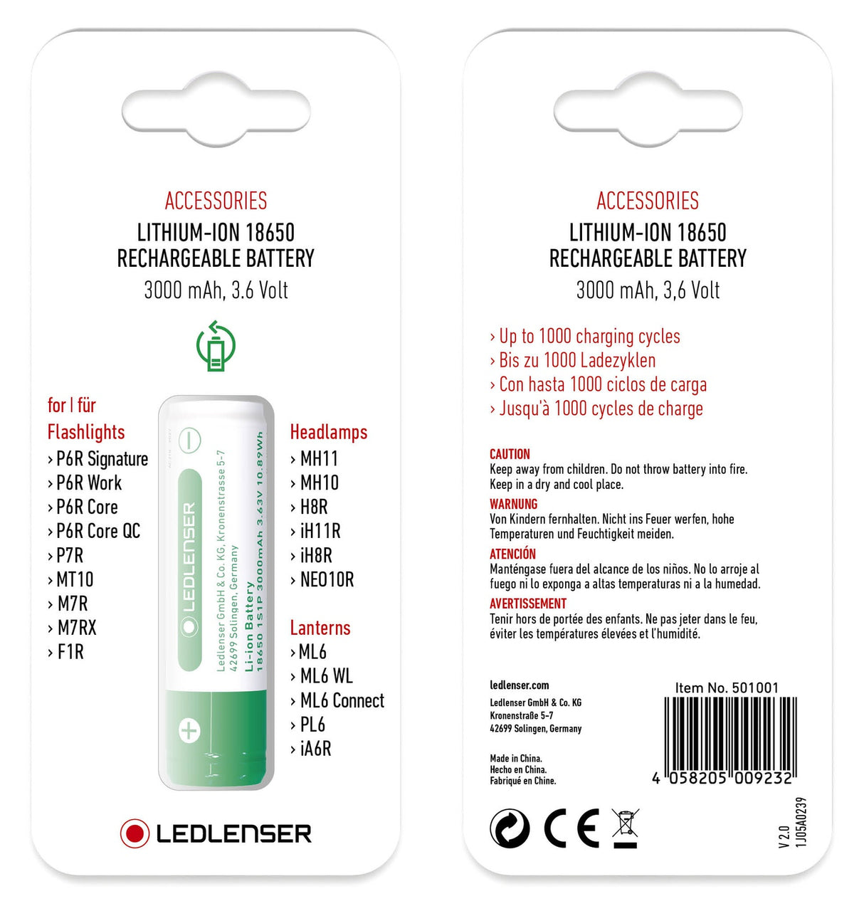 LED LENSER BATTERY 18650 - 501001