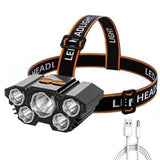 5 LED USB RECHARGEABLE HW-201217 LED HEADLAMP | 3500 LUMENS WATERPROOF HEAD TORCH