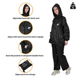 ROCKSPORT WATERPROOF RAIN SUIT FOR CAMPING, HIKING & TRAVELLING - BLACK