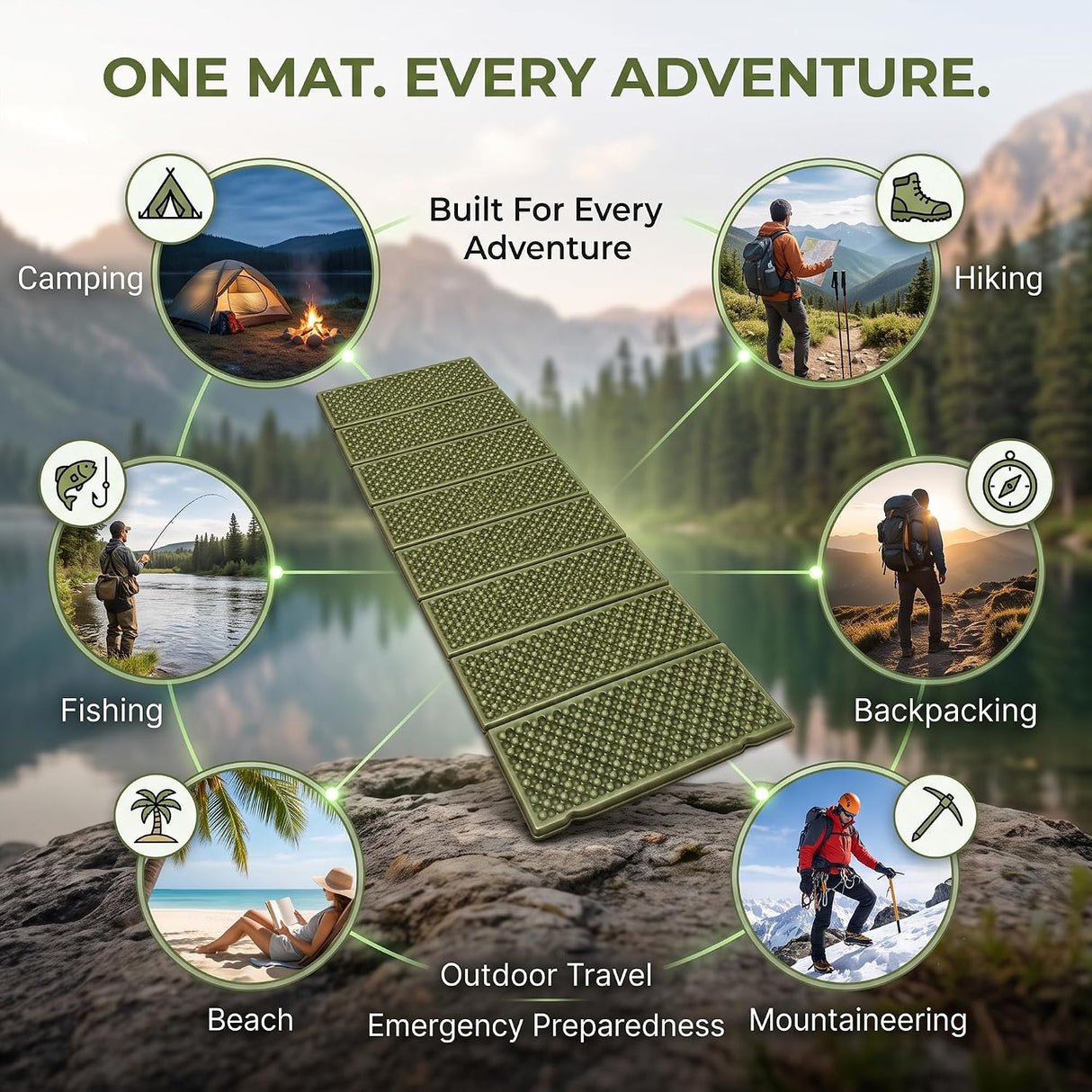 QJ-1888 FOLDING CAMPING MAT | PORTABLE ALUMINUM FOIL FOAM SLEEPING PAD