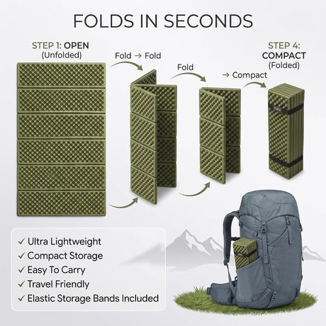 QJ-1888 FOLDING CAMPING MAT | PORTABLE ALUMINUM FOIL FOAM SLEEPING PAD
