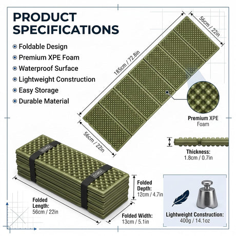 QJ-1888 FOLDING CAMPING MAT | PORTABLE ALUMINUM FOIL FOAM SLEEPING PAD