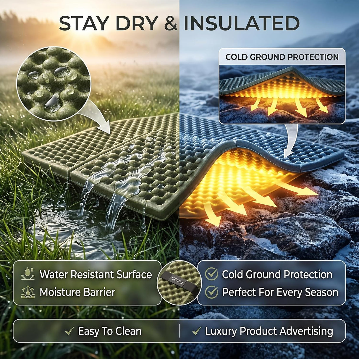 QJ-1888 FOLDING CAMPING MAT | PORTABLE ALUMINUM FOIL FOAM SLEEPING PAD