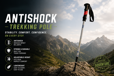 ANTISHOCK TREKKING POLE | LIGHTWEIGHT ADJUSTABLE HIKING WALKING POLE
