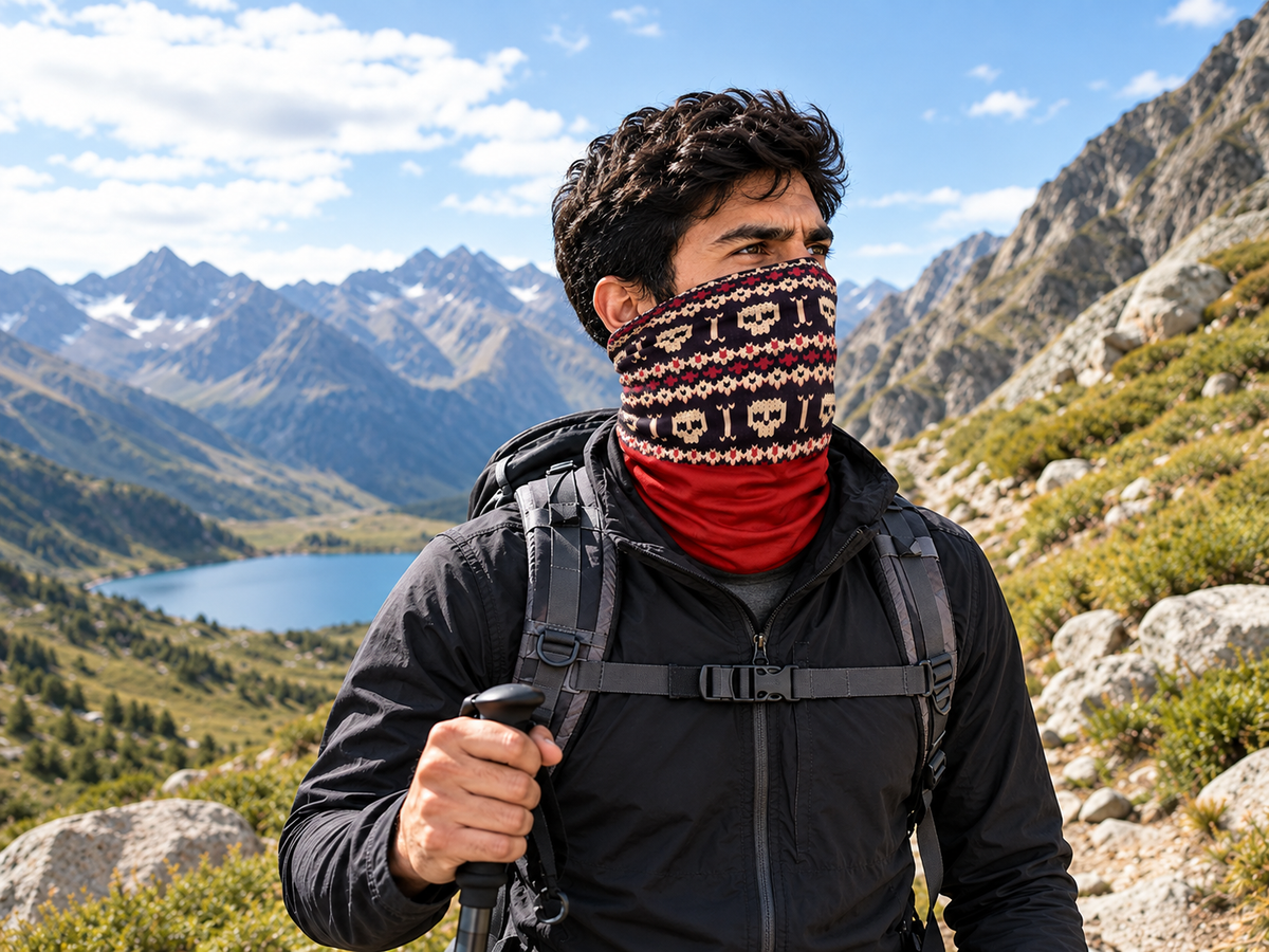 4FUN MULTIFUNCTIONAL SCARF POLARTEC SKULL RED BLACK