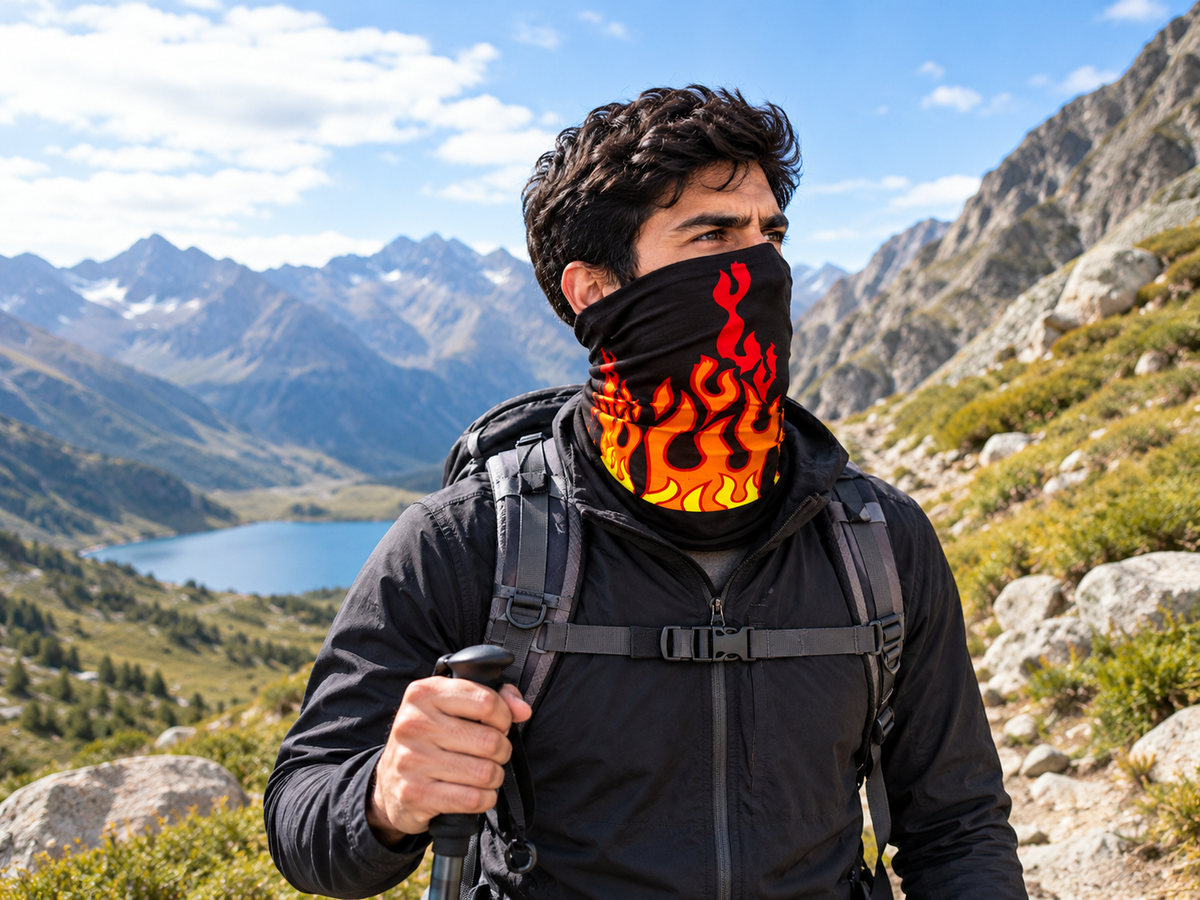 4FUN MULTIFUNCTIONAL SCARF POLARTEC WINDPRO FIRE-ORANGE/BLACK