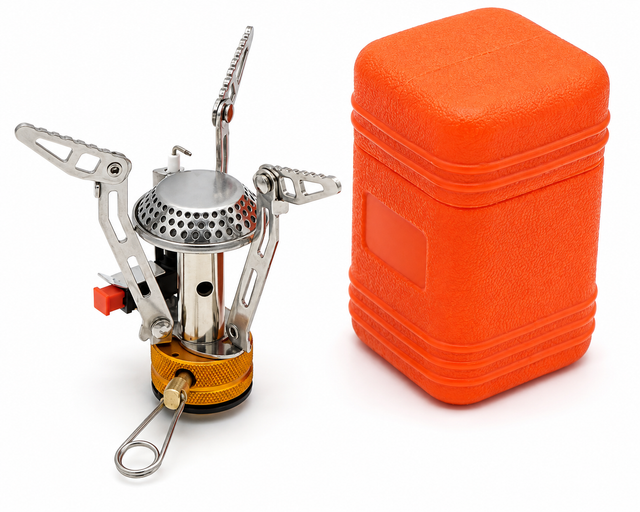 MA192 Portable Backpacking Camping Stove with Orange Carry Case
