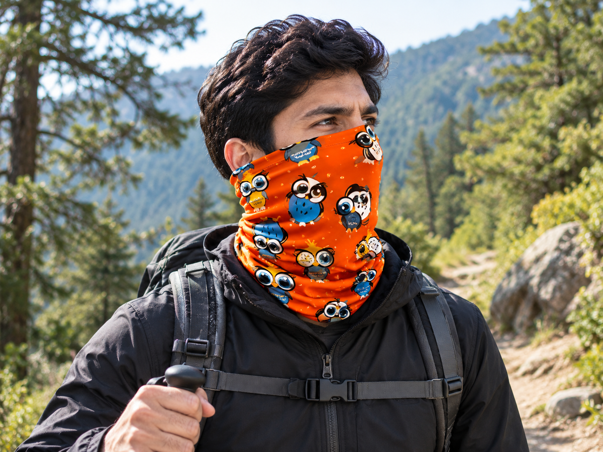 4FUN MULTIFUNCTIONAL SCARF POLARTEC KID-OWL ORANGE/FOX