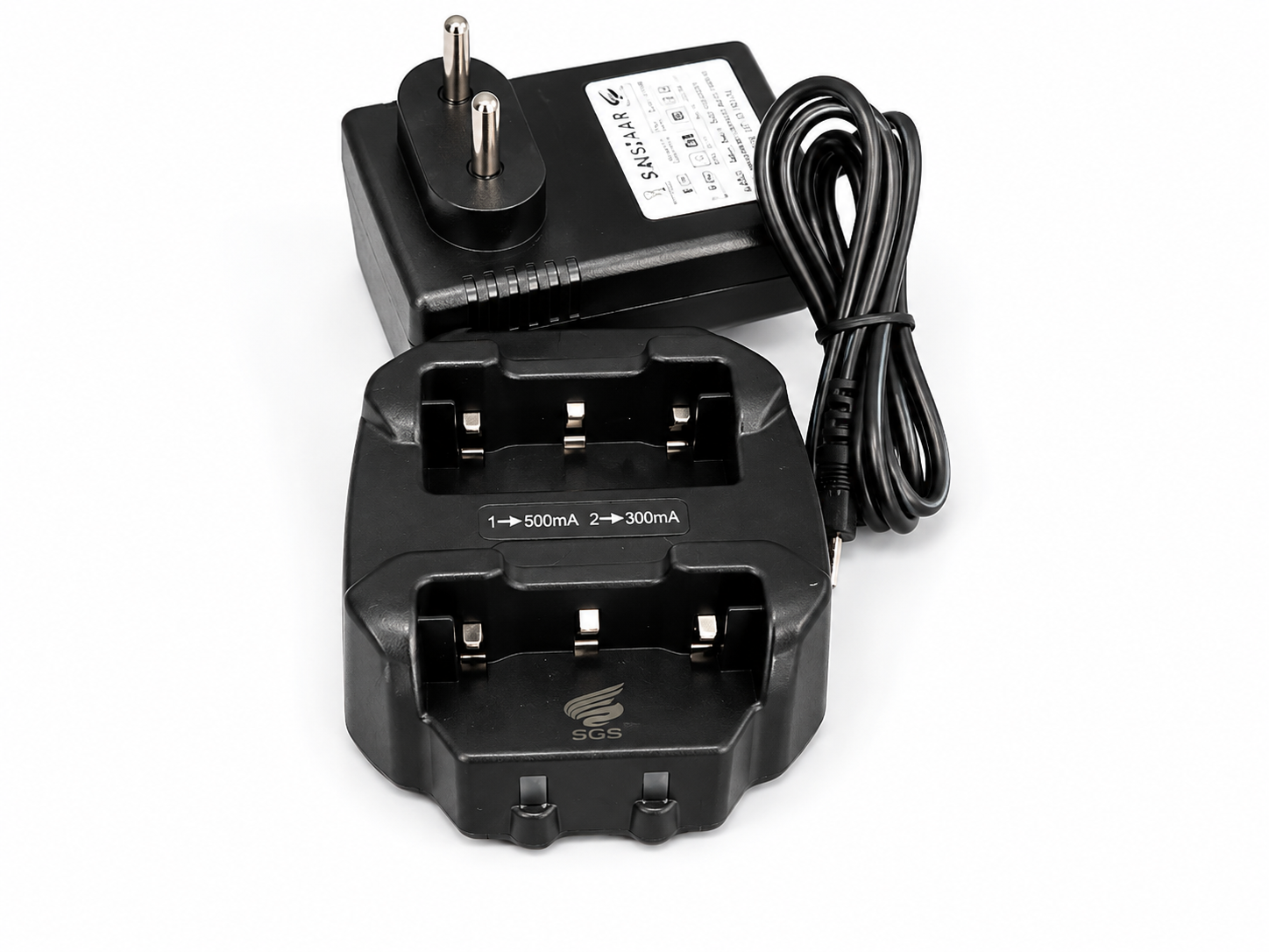 Sanchar G6U dual slot walkie talkie charger with AC adapter