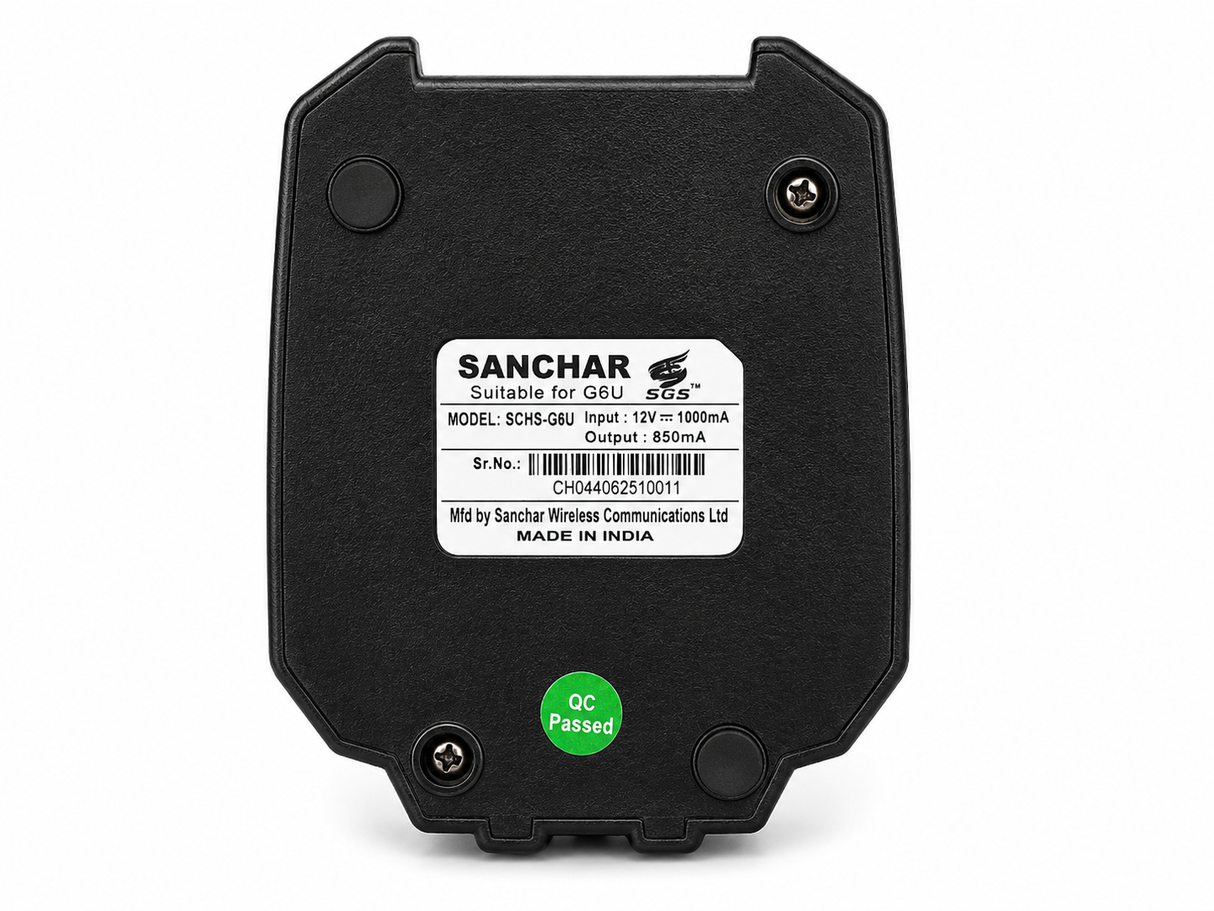 Sanchar SCHS-G6U charger specification label