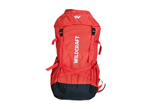 Wildcraft Highlander 55L backpack front view red color with large storage capacity