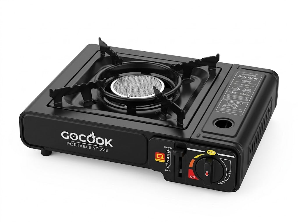 GOCOOK PORTABLE BUTANE GAS STOVE WITH LPG CONNECTOR | HEAVY DUTY CAMPING STOVE