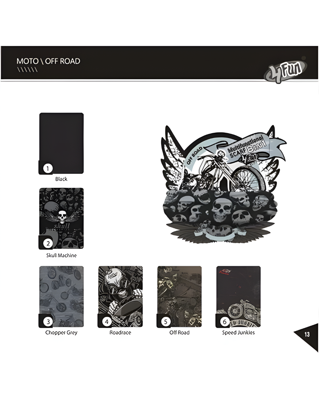 4FUN MULTIFUNCTIONAL SCARF POLARTEC -SKULL MACHINE /BLACK
